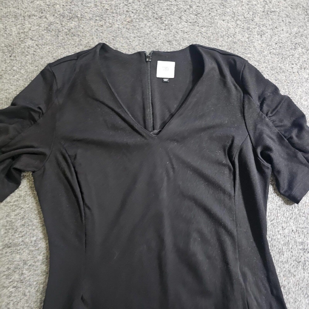 Cabi Dress Womens Medium Black Short Sleeves V Neck Sheath Neutral Basic Career - Picture 2 of 10